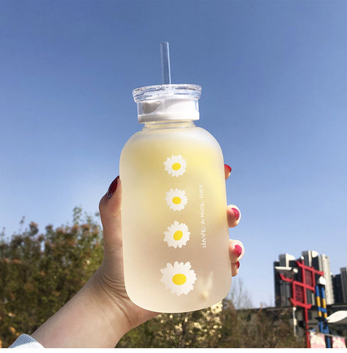 GOURDE EN VERRE <br>AVEC PAILLE