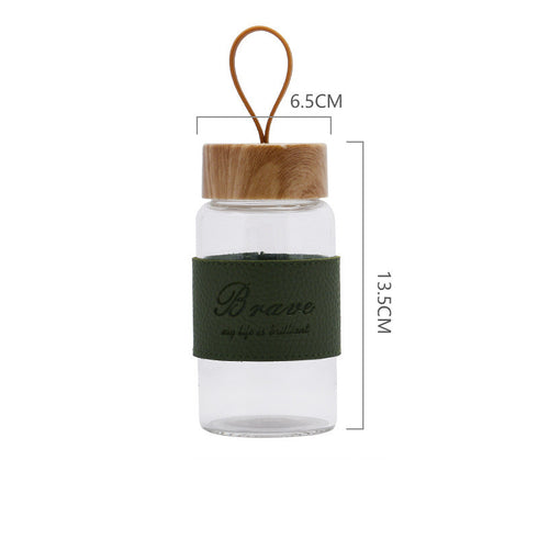 GOURDE EN VERRE <br>BOUCHON BOIS