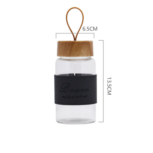 GOURDE EN VERRE <br>BOUCHON BOIS