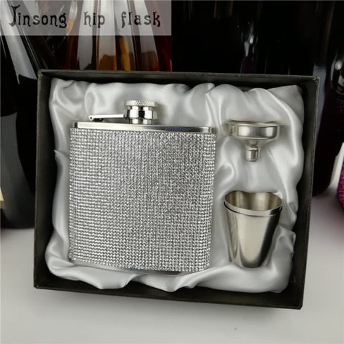 stainless steel with diamond hip flask ,Special hip flask for Ladies